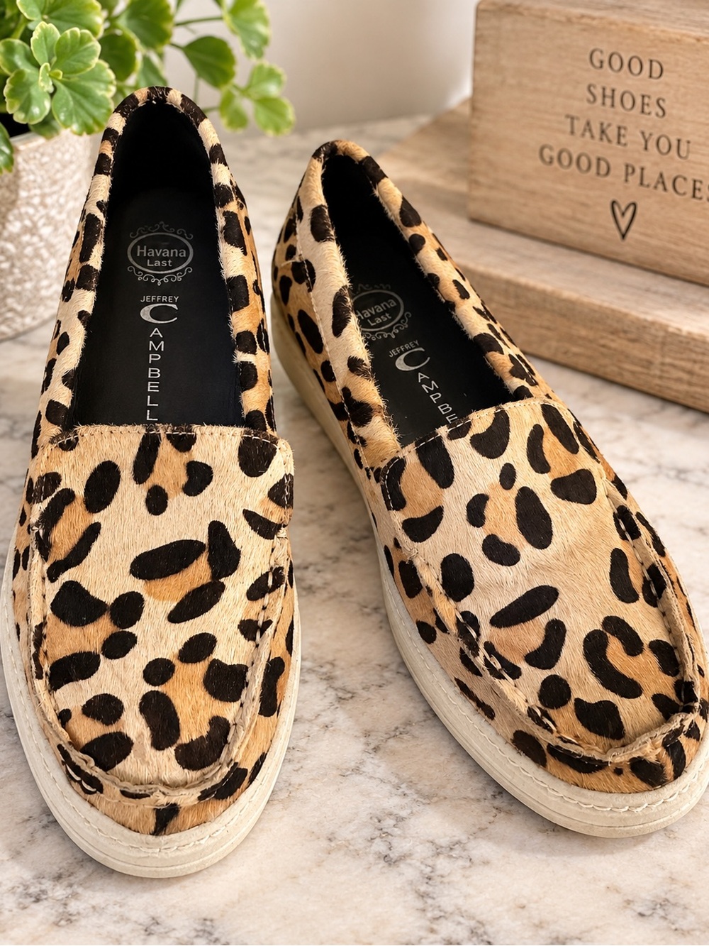 Jeffrey Campbell Leopard Print Slip-On Loafers in Tan and Black